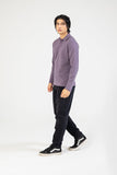 COTTON FLEECE PURPLE COLOR POLO SHIRT