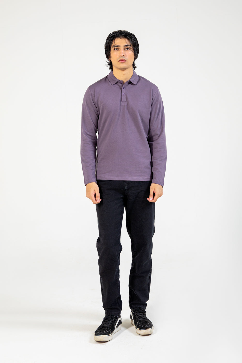 COTTON FLEECE PURPLE COLOR POLO SHIRT