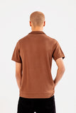 BROWN COTTON FLEECE POLO SHIRT FOR ( MAN )