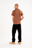 BROWN COTTON FLEECE POLO SHIRT FOR ( MAN )