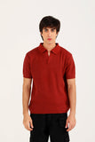RED COTTON FLEECE POLO SHIRT FOR ( MALE )