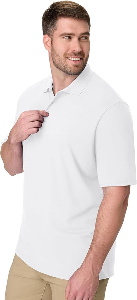 WHITE COLOR SOFT COTTON FLEECE POLO SHIRT FOR MALE