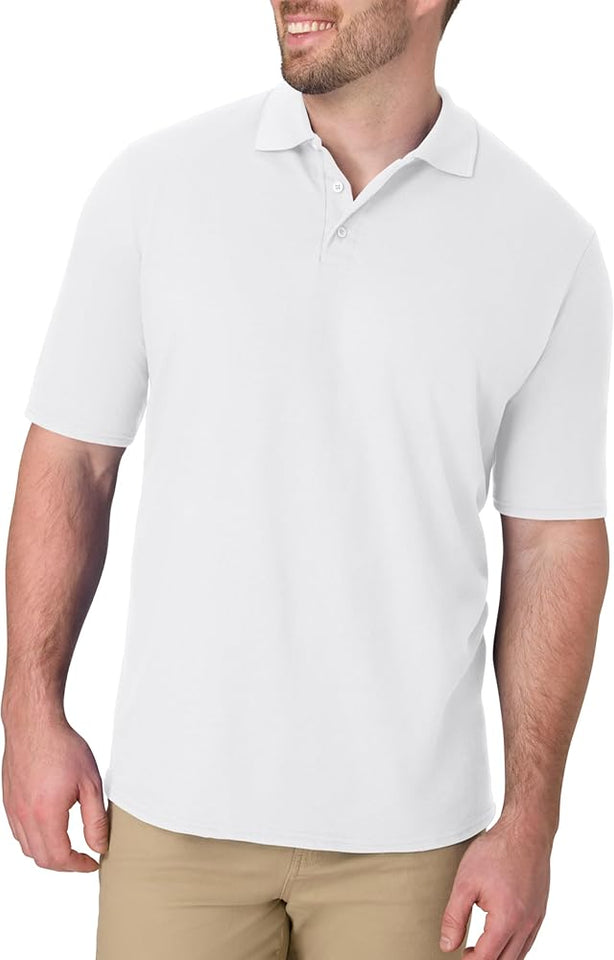 WHITE COLOR SOFT COTTON FLEECE POLO SHIRT FOR MALE