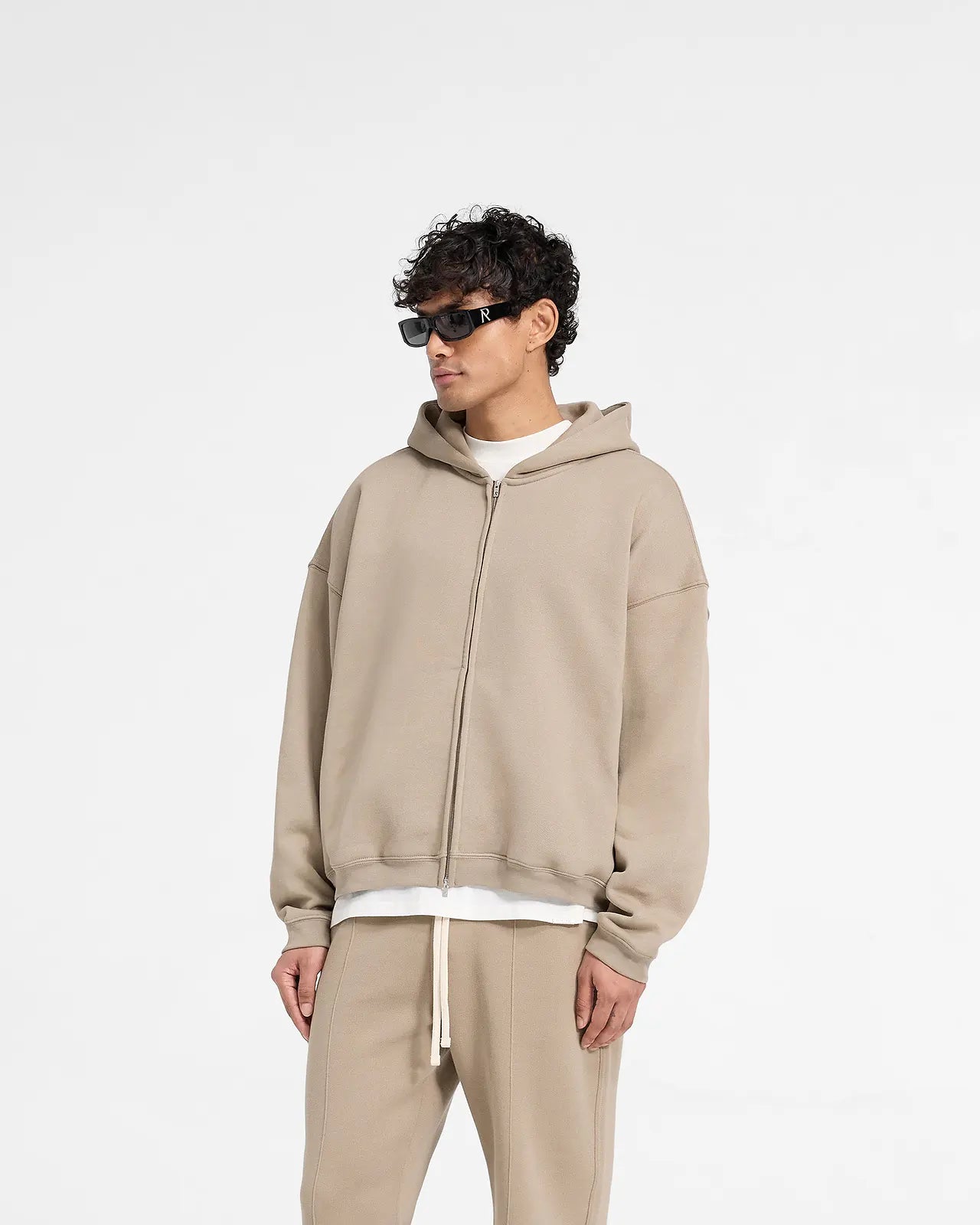 Men's Fleece Zipper Hoodie (BEIGE)