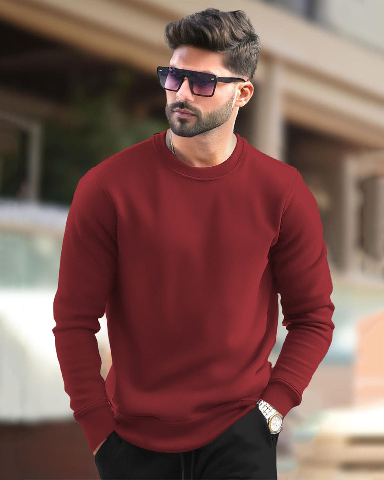 PLAIN RED MEN REGULAR FIT CASUAL SWEATSHIRT – TRIPR