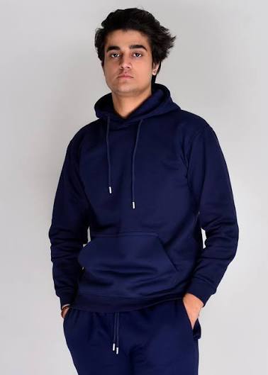 Navy Blue Regular Fit Rich Jersey Fabric Hood